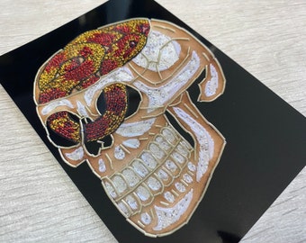 Snake Skull Embroidery A6 Print