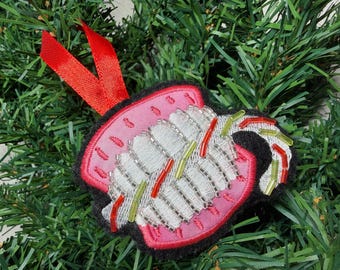Candy Cane Mouth - Embroidered Ornament