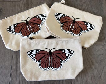 Monarch Butterfly 19cm Canvas Zipper Bag