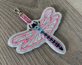 Dragonfly Embroidered Bag Charm Keychain