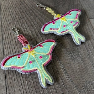 Luna Moth - Embroidered Bag Charms