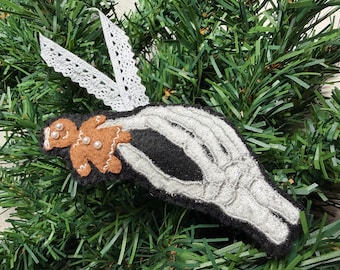 Gingerbread Woman Skeleton Hand Embroidered Hanging Ornament Decoration