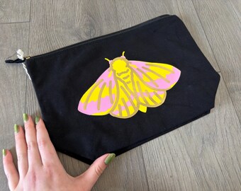 Rosy Maple Moth 34cm Canvas Zipper Bag