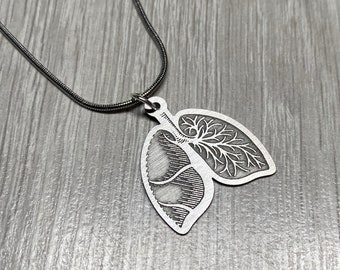 Lungs Anatomical Stainless Steel Necklace. Anatomy, Doctor, Nurse, Gift, Medical, Organs, Respiratory, etc.