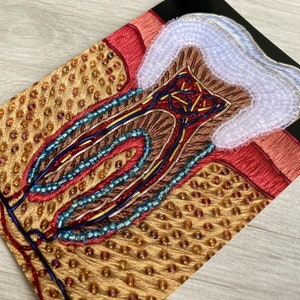Impression A6 de broderie d'anatomie de dent