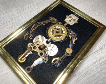 Clockwork Robot Figure 18cm x 13cm Embroidered Steampunk Frame