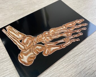 Foot Bone Anatomy Embroidery A6 Print