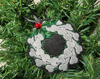 Bone Wreath - Embroidered Hanging Ornament Decoration