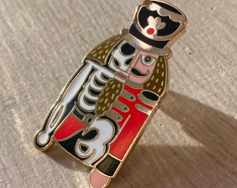 Nutcracker Skeleton 4.5cm Hard Enamel Pin Badge. Christmas, Anatomy, Spooky, Skeletal, Xmas