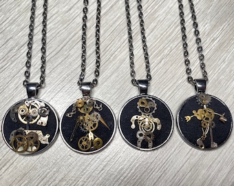 Clockwork Robot Character Necklaces, 4.5cm by 3.5cm Steampunk