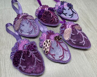 Heart Anatomy Purple - Embroidered Hanging Decoration