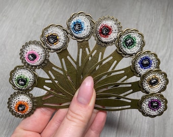 Eyeball Beaded Embroidered Metal Bookmarks