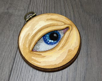 Blue Eye 4" Beadwork Embroidery Hoop