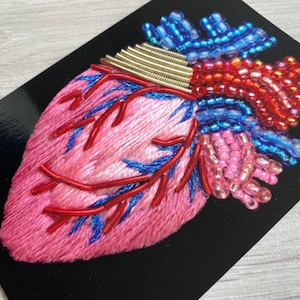 Coeur Anatomie Broderie Impression A6