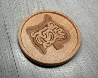 Intestines Anatomy Wooden Drinks Coaster, Laser Etched. Anatomical, Digestive, GI Tract, Digestion, Organs