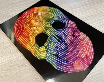 Rainbow Skull Beaded Embroidery A6 Print