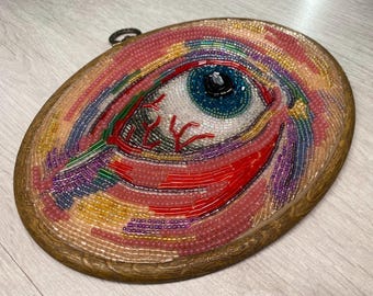 Beadwork Eye 19cm x 14.5cm Oval Embroidery Hoop