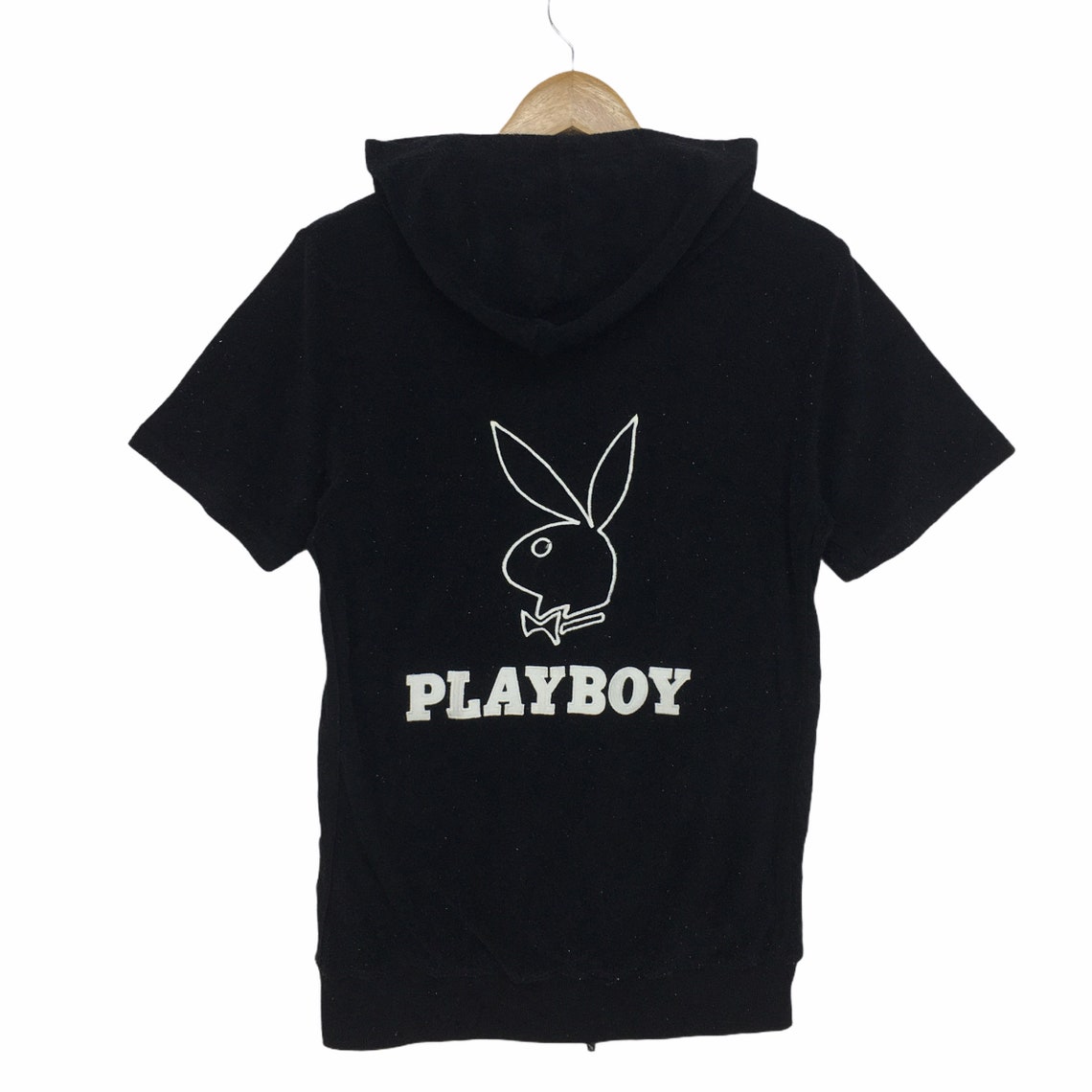 Vtg PLAYBOY Zip Up Fleece Short Sleeve Hoodie Sweater Big Logo Etsy