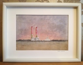 Poolbeg Chimneys, Sandymount Beach, Dublin, Ireland