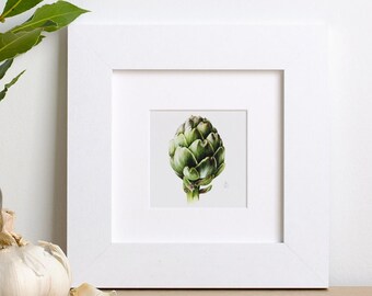 Small framed art print, artichoke mini framed wall art,