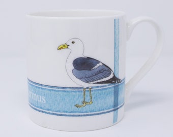 Seagull mug - Fine bone china mug with Black Backed Gull design
