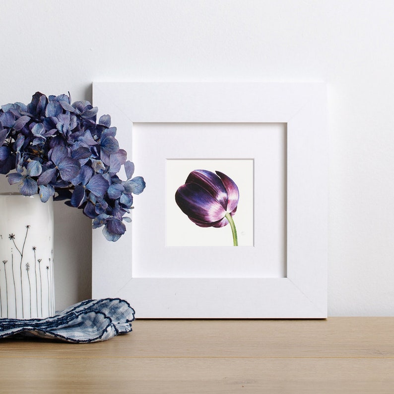 Framed Tulip Art Print, Dark Floral Wall Decor - Etsy
