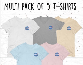 Women’s NASA pocket Logo T-Shirt multi pack of 5 t shirts NASA Distressed Shirt Space Shirts - Nasa Space Tees, NASA Shirt unisex available