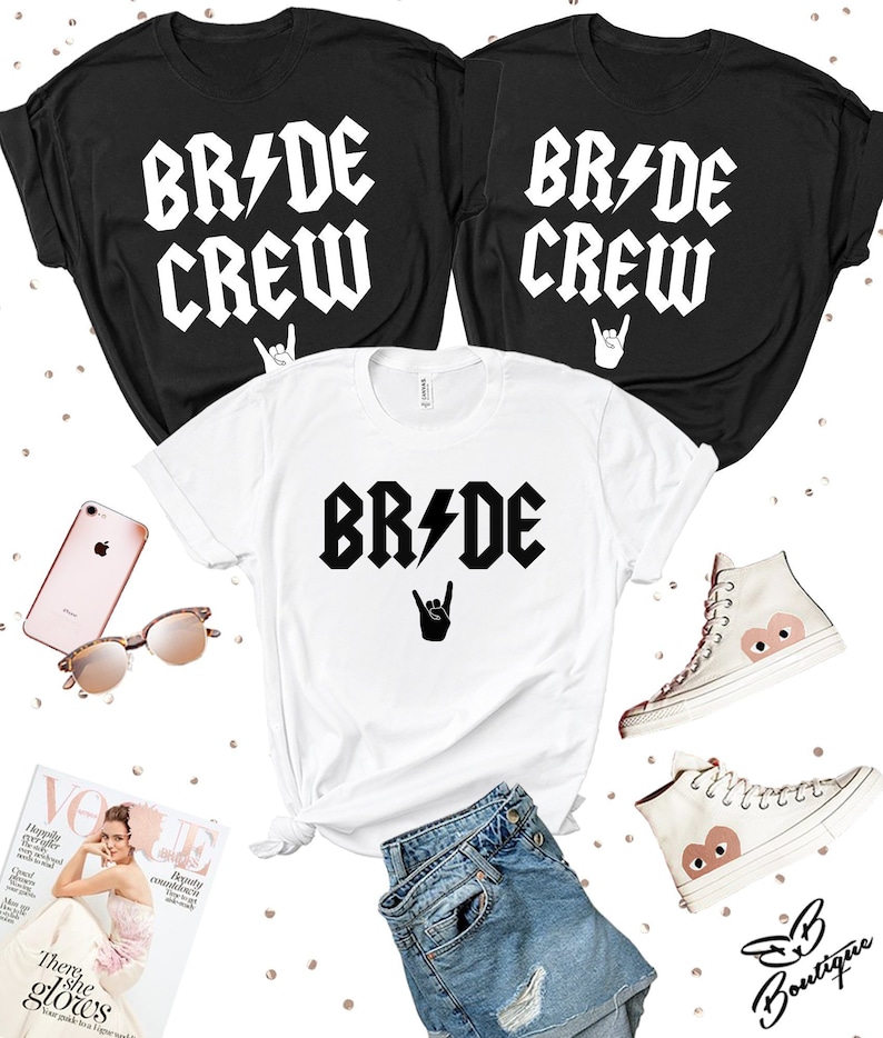 Rock Bride T-shirt, Heavy Metal Bride, Bridesmaid T-Shirts, Bachelorette Party T-shirts, Hen Party T-shirts, Bridal Party Tops 