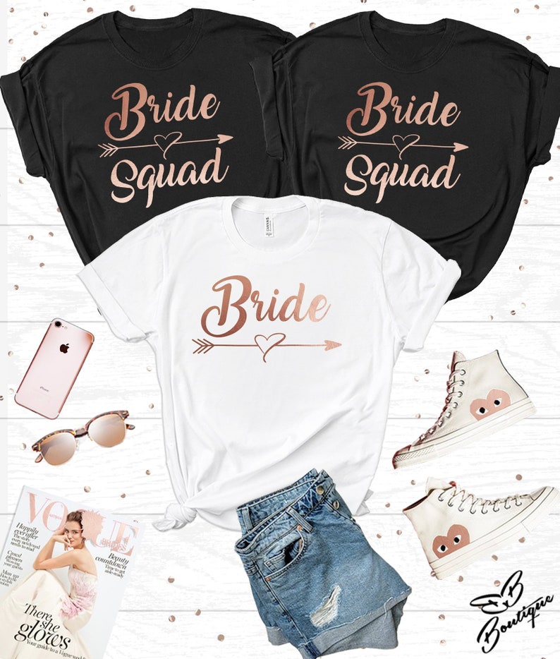 Bride and Bride Squad #2 | Bride & bridesmaid bachelorette party T Shirt tops Hen Do Clothing 