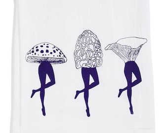 Fungus Amongus Küchentuch, Geschirrtuch, tanzender Pilz Siebdruck Mehlsack