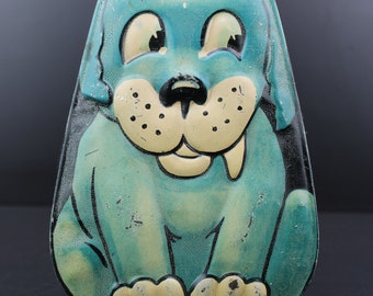 Een Vintage blauwe hond toffee snoep blik van George W Horner.