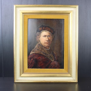 Antique oil painting portret of a man 19th century.In the manner of Rembrandt.