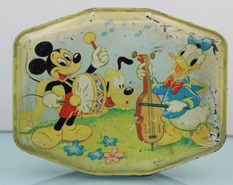 Vintage Walt Disney Donald Duck Mickey Mouse snoep opslag tin George W Horner & Co Ltd