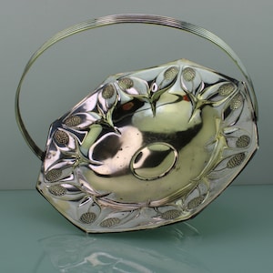 Art Nouveau silver plated floral basket by Argentor.