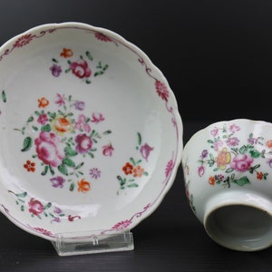 Antique Chinese porcelain Famille rose cup & Saucer.
