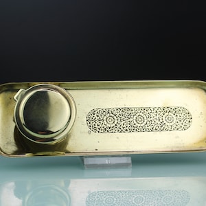 Art Nouveau German floral brass ink well.