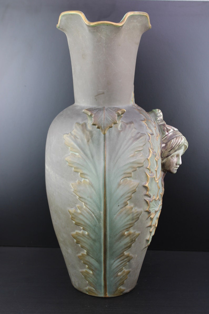 Art Nouveau Very Large Amphora Style Vase With Ladies Head. Etsy