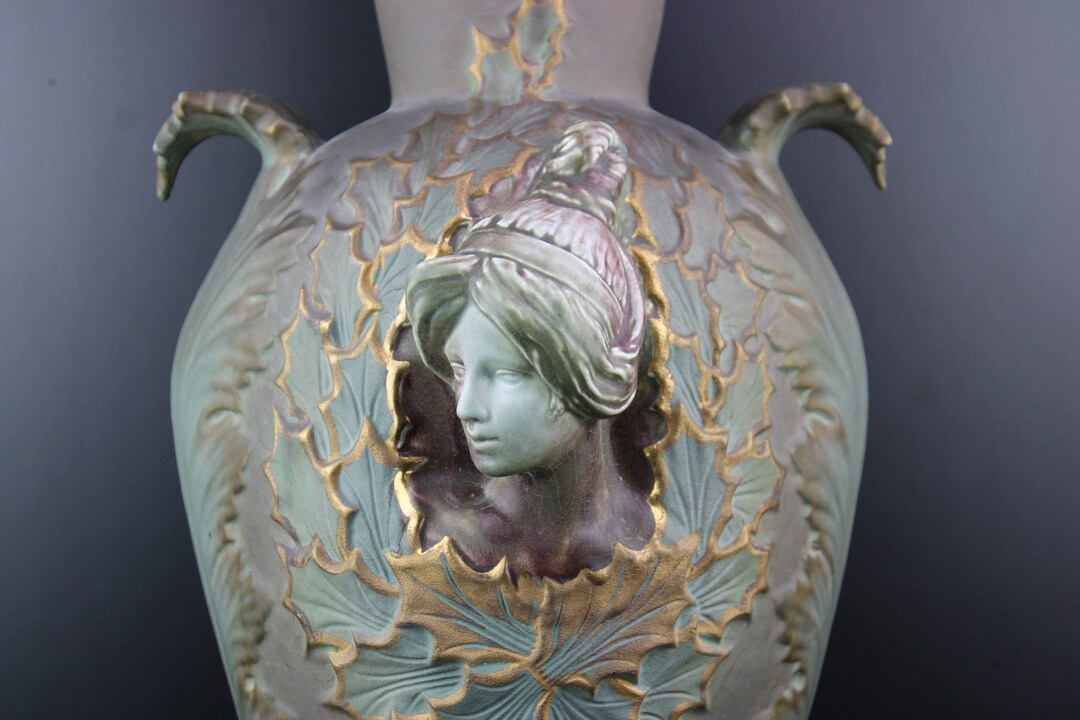 Art Nouveau Very Large Amphora Style Vase With Ladies Head. Etsy