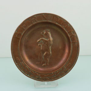 Vassoio in rame in rame con orso in stile Art Nouveau di Berndorf Art Krupp