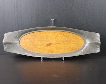 アール・ヌーヴォーデザイン ピュータートレー ヴィンテージ 95% アールヌーボー ピューター フローラル サービング