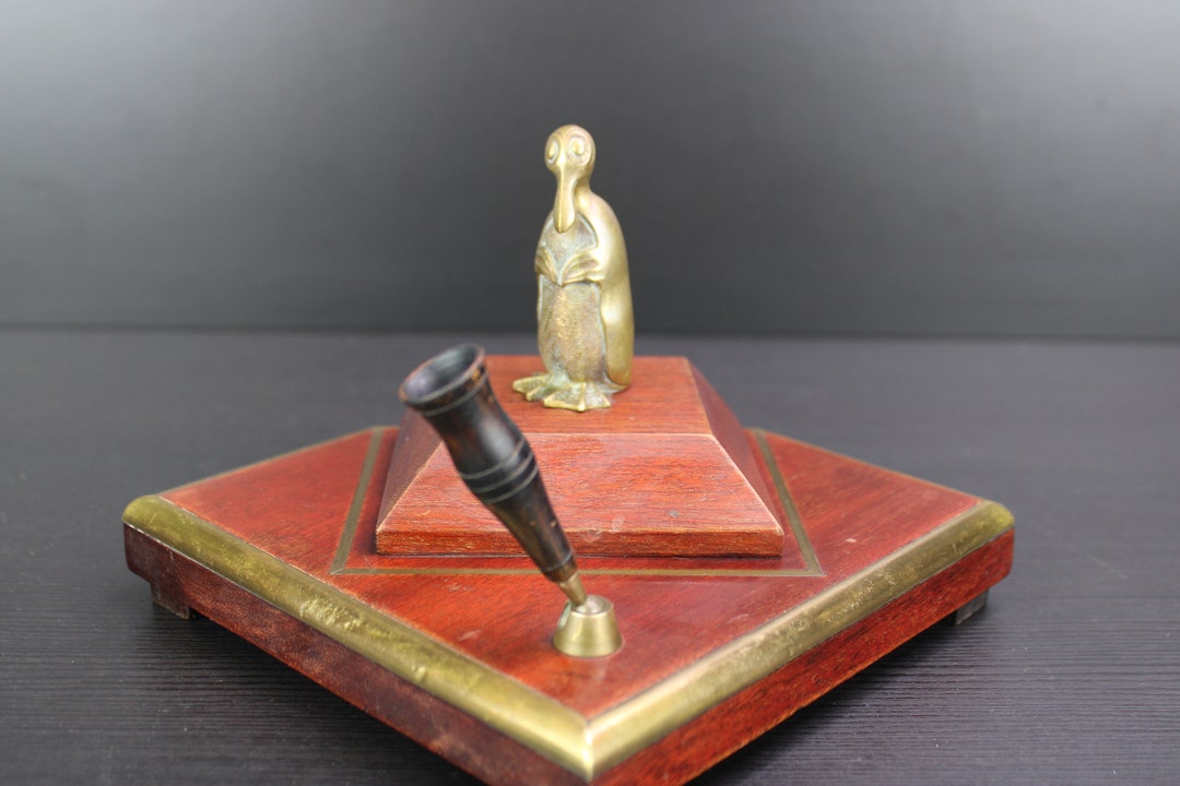 Art Deco Pen Holder With Bronze Penguin. Etsy