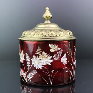 Art Nouveau enamel painte floral cookie jar trinket box