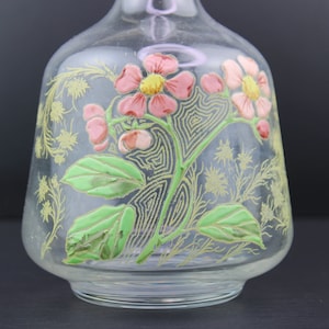 Art Nouveau enamel painted on glass floral decanter by François-Théodore Legras