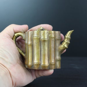 Chinese Yixing Bronze bamboo style teapot marked.