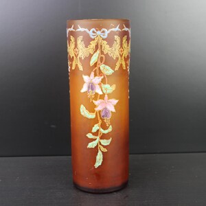 Art Nouveau floral enamel painted glass vase by François-Théodore Legras.