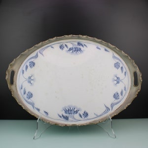 Art Nouveau floral large serving tray platter.