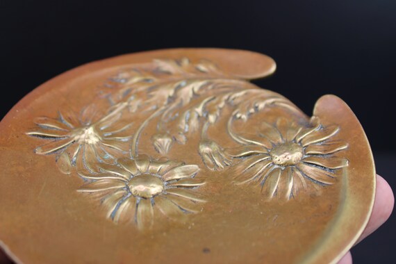 Art Nouveau bronze floral jewelry tray card dish … - image 2