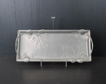 アール・ヌーヴォーデザイン ピュータートレー ヴィンテージ 95% アールヌーボー ピューター フローラル サービング