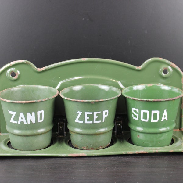 Antique green enamel sand soap soda hand washing rack.