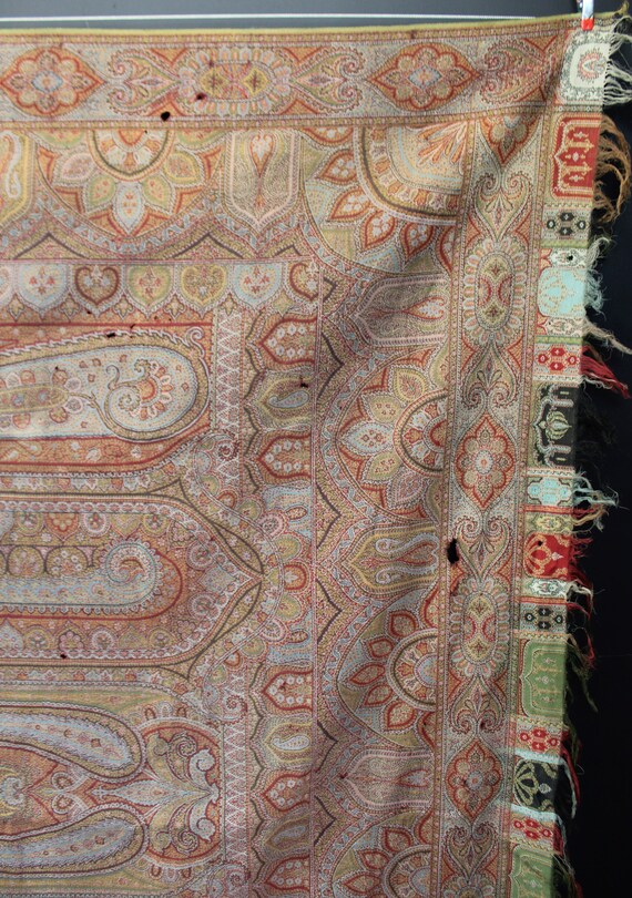 Antique Large Victorian embroidered Kashmir paisl… - image 6